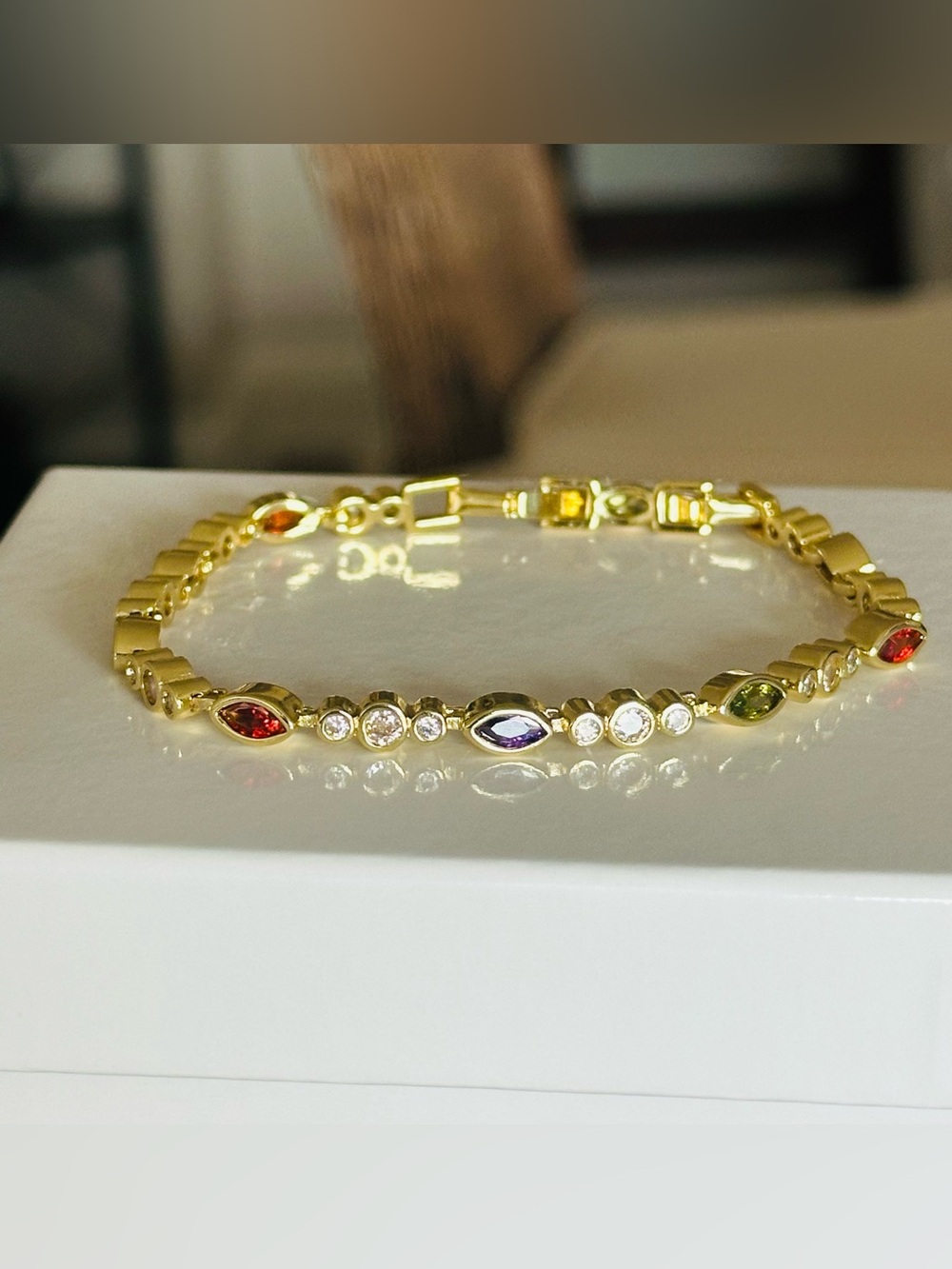 Multi-Gemstone Marquise Bezel Stone Bracelet